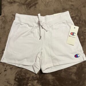 Champion Logo Sweat Shorts Athletic Jogging White Classic - size S